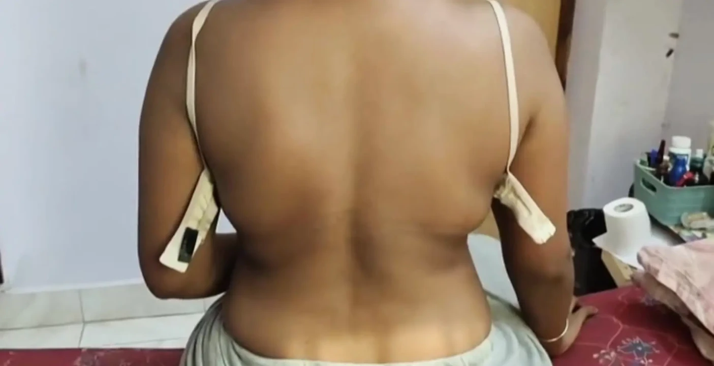 Indian Desi aunty show our hot big boobs with dark nipples and wents come to sex with our husband in our bedroom