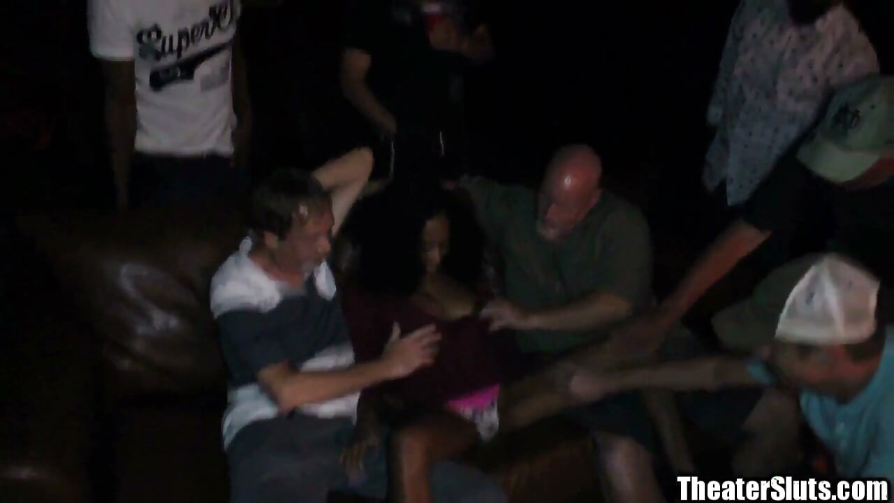 Big Tit Happy Beauty Ebony Bitch Giggled Thru Theater Gangbang!