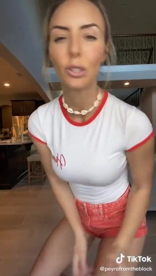 WWE - Peyton Royce dancing on TikTok in T-shirt and shorts