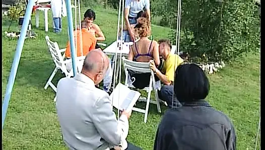 Mature German whores sharing dicks in hot outdoor orgy