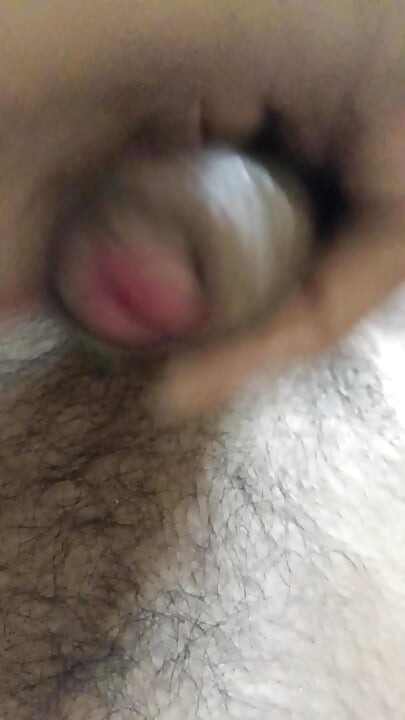 After long time playing with dick and coming water
