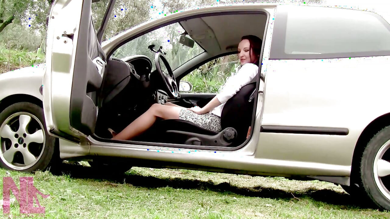 Revving in Cream Flats and Nude Pantyhose