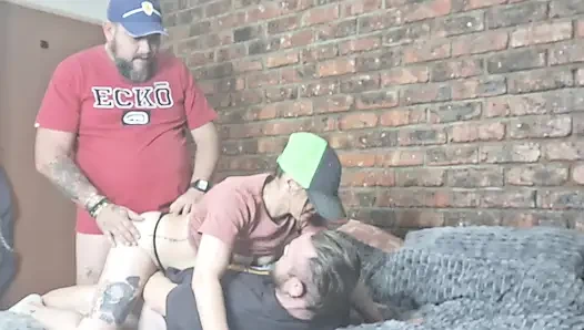 Fucking husband and friend in threesome