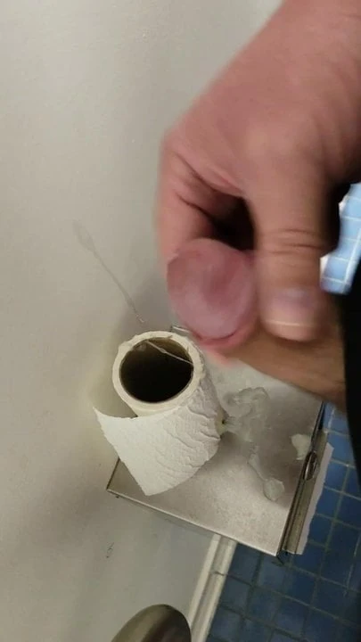 Cumming in public restroom