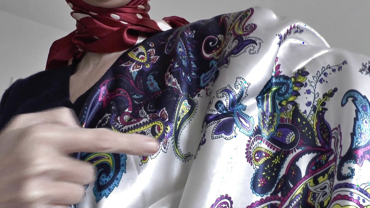Satin Headscarf Fashion Show and Cumming on a Scarf, JOI, Lady Victoria Valente