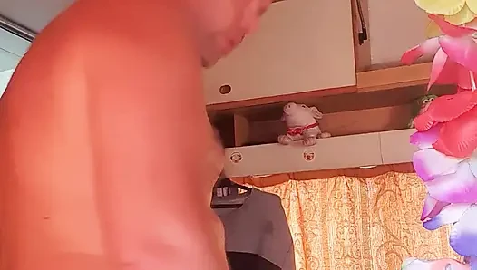Nude boy in morning