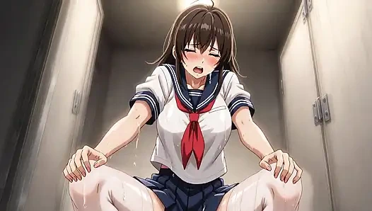 Verschiedene männliche öffentliche Toiletten urinieren viel