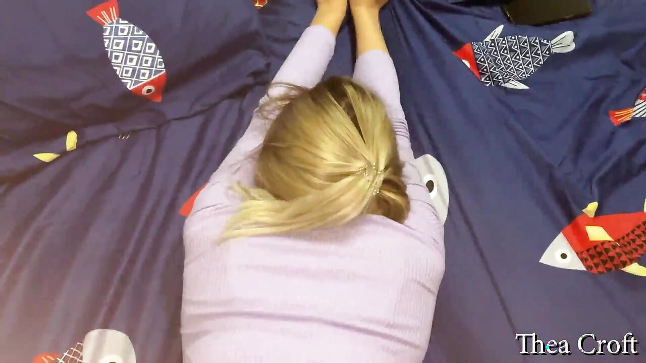Blonde sucks a big and gets cum on her tongue and swallows