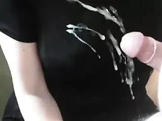 Homemade big cumshot on tits