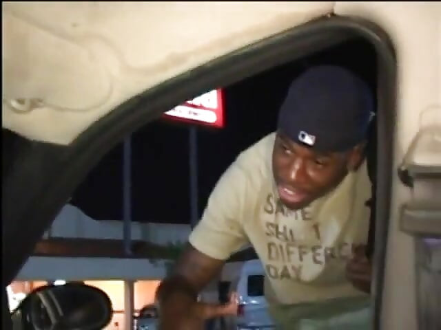 Horny cougar sucks a big black dick in the alley