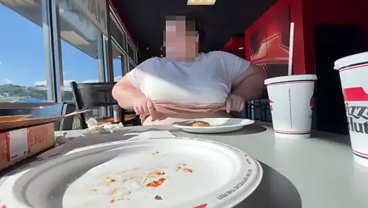 Flashing tits in Pizza Hut