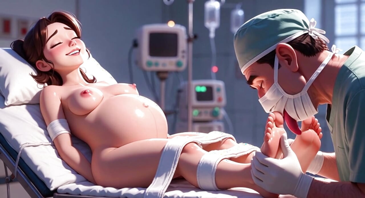Naughty Doctor Sucking Pregnant Patient Toes in Surgery
