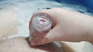 In the bathtub with sex toy