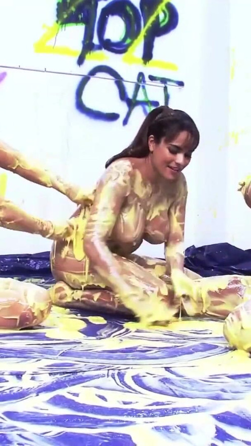 Throwing cream at each other as the lesbian threesome needs to start somehow | Clip 3