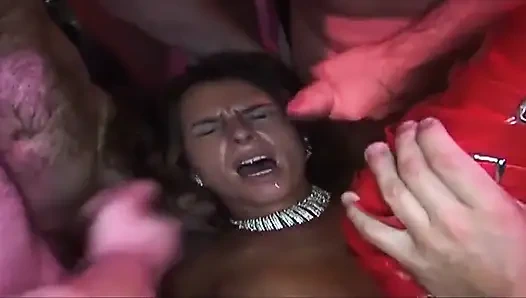 Mature Brunette Stretched Wide in Sloppy Group Fisting Frenzy