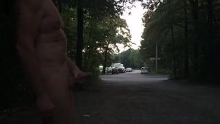 Masturbating naked neer street