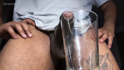 Filling a glass with my precum goes wrong