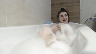 Me naked and warm water with bubbles