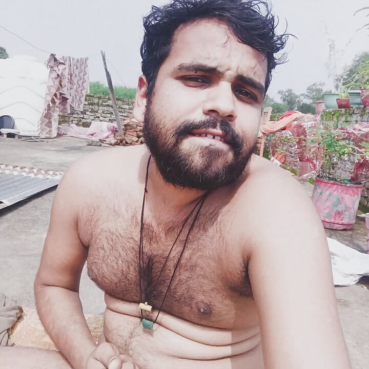 Horny big dick indian boy was playing her cock on terrace