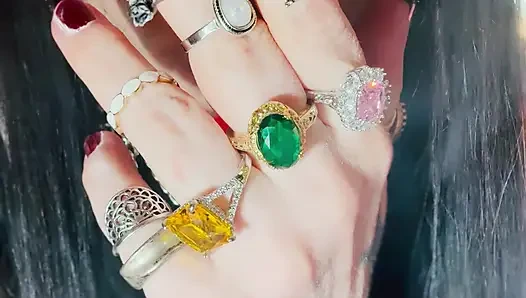 18 Rings! The Only Smoking Queen You Need Smokes A Cigarette In A Leather Skirt - OMI OME Dangles Drifts