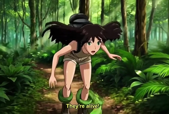 Explorer girl bound in teasing vines that give her  Bound in teasing vines that  intimate pleasure