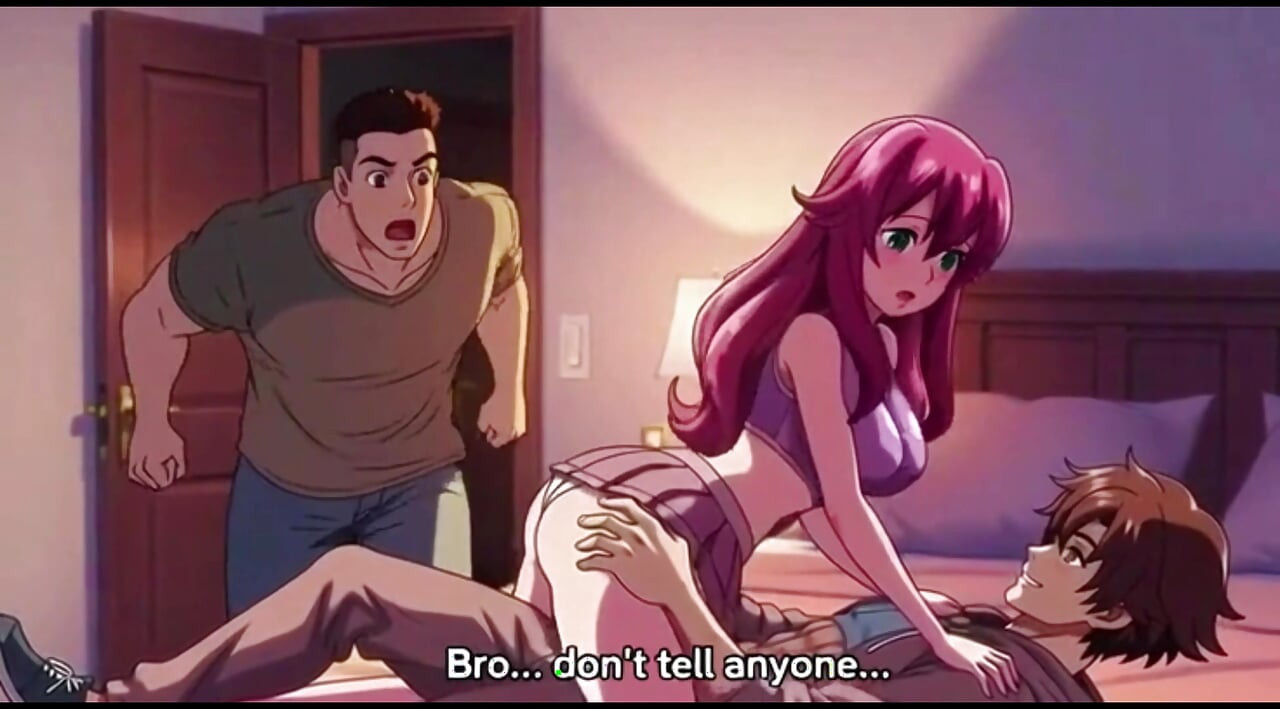 Step brother catches step sister fucking with boyfriend and joins them Threesome