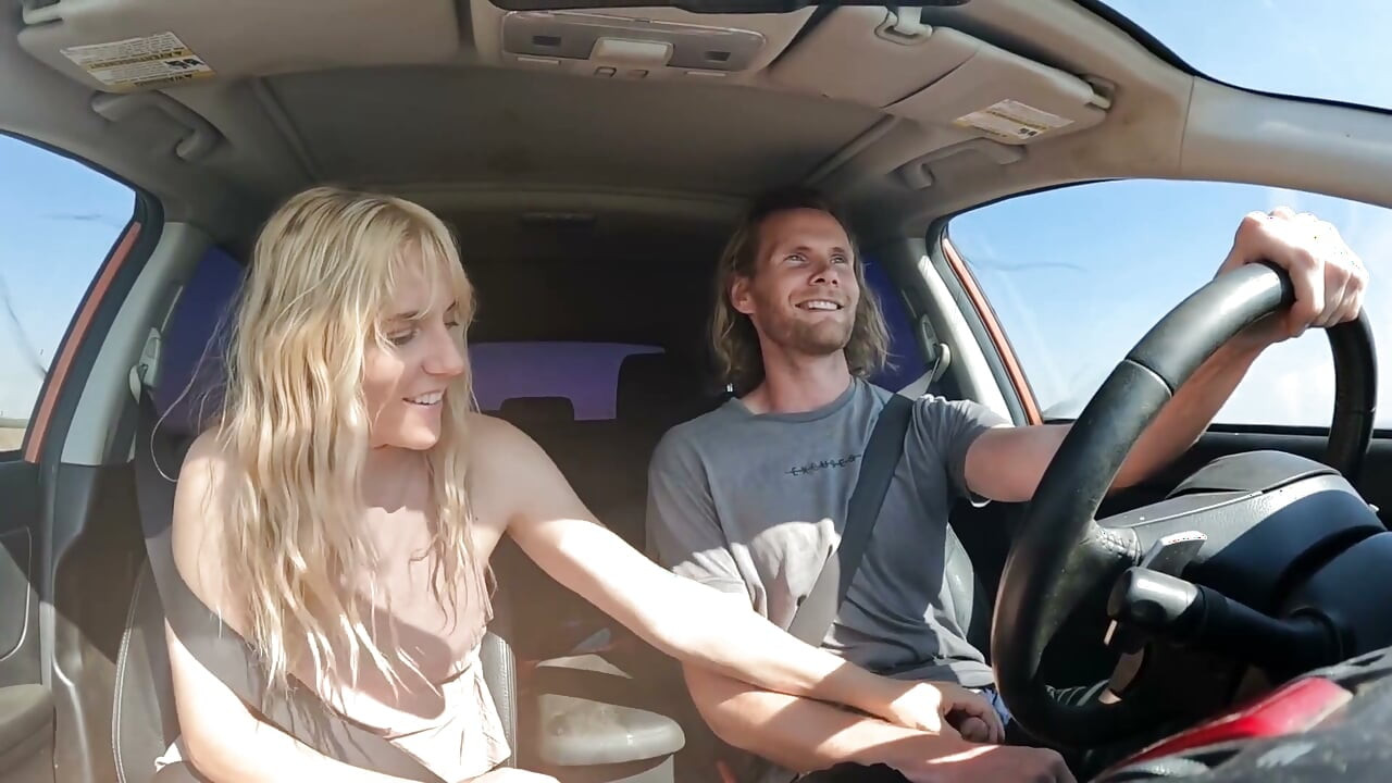 Sexy Blonde Swallows Cum After Road Head