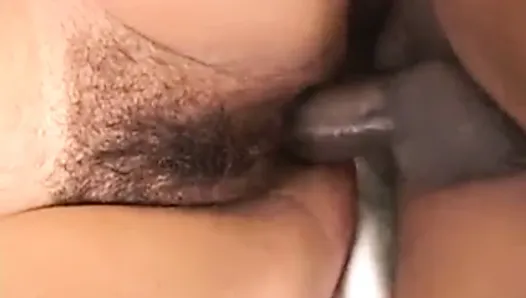 Black dude stuffs busty white chick with huge shaft in bed