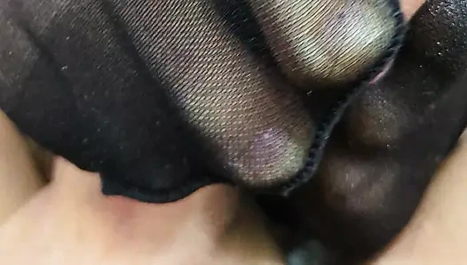 Intimate Footjob Captured in Silky Lingerie