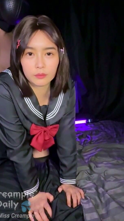 Creampie massive overflow with cute student girl in uniform. | Clip 1