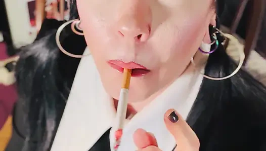 Wednesday Addams Smokes A Cigarette For Her Ghouls! Tina Snua Smoking A Cork Cig - OMI Snap Inhales OME Drifting