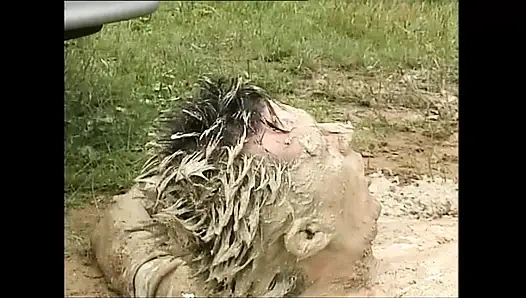 Mud Covered Slut Ass Fucked and Cummed on Pink Pussy by Huge Cock