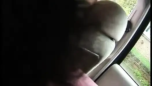Siyah saçlı zenci bir sürücüye güzel bir sakso çekiyor