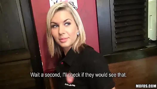 Public Pickups - Amateur Small Tit Baremaid Rihanna Samuel Takes Big Cock for Cash