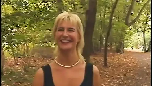 Picked up mature blonde masturbating and sucking cock