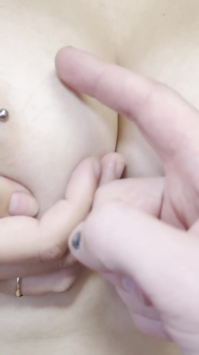 Pulling hair with tweezers on natural big tits! | Clip 1