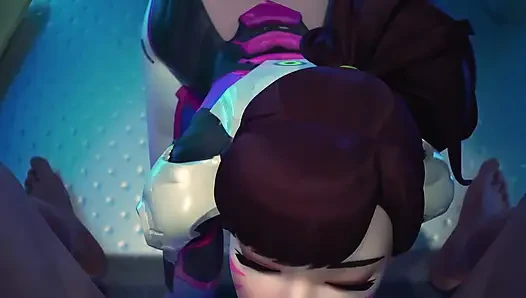 D.Va пляже утром, анальный секс и ночной грязный минет с камшотом на лицо - 3D анимация Overwatch