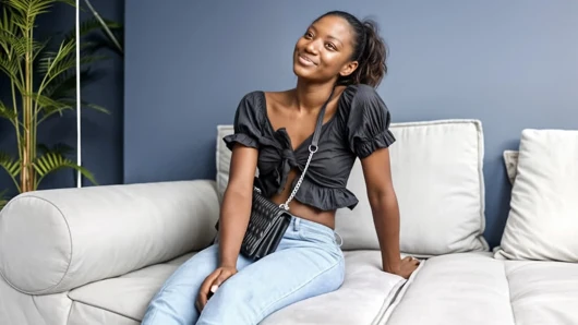 This CUTE BLACK LATINA said her BF was waiting for her... so I made her CUM on time