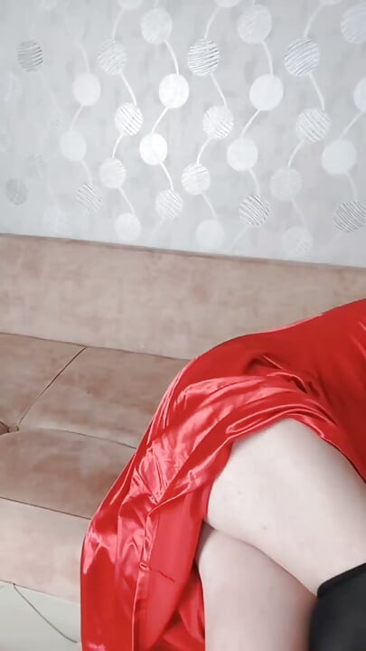 Red Dressed White Feminine Sissy