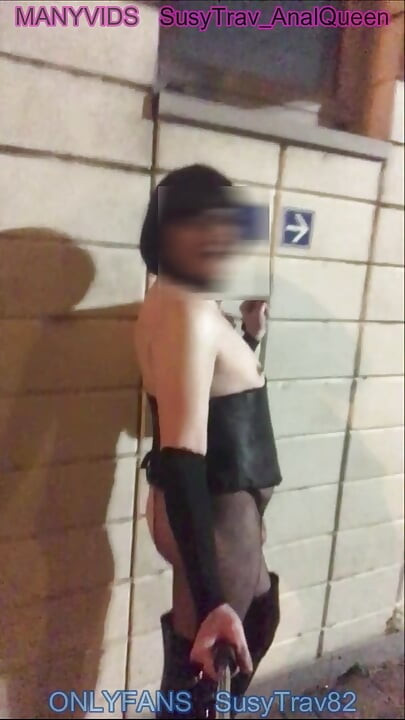 risky outdoor toilet truckstop exposed in chastity bottomless