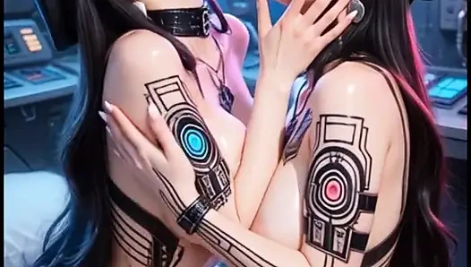 Киберпанк в контрольной комнате полиции (Ai анимация)