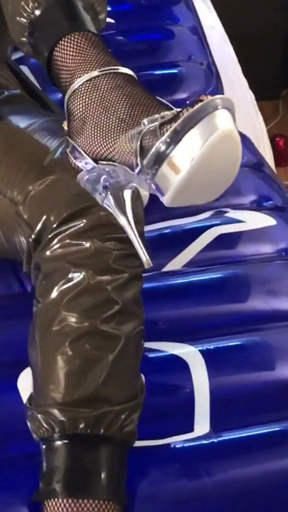 Latex Fetish Nails Masturbation on Inflatable Bed | Clip 1