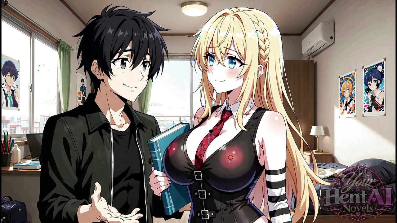 Busty Blonde wordt hard geneukt in haar slaapkamer (Hentai AI Generated)