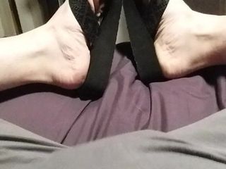 Playing with myself in girly pants and shoes