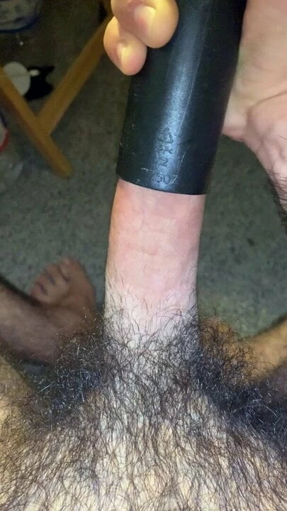 Vacuum sucks my hairy dick (no cum)