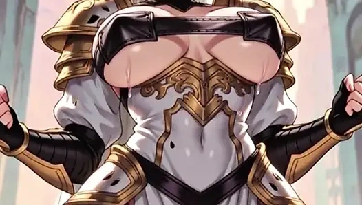 Prajurit peri berambut putih disetubuhi oleh slime