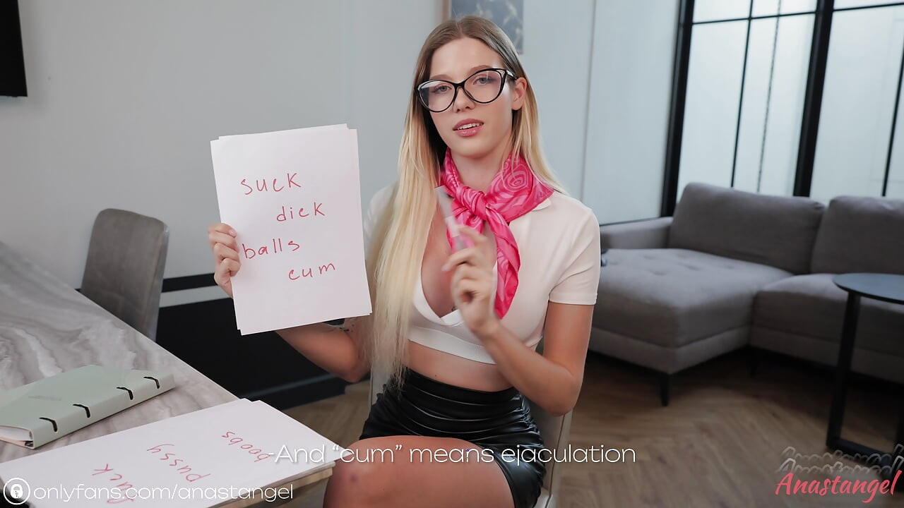 POV Fuck My Hot English Teacher Anastangel - Massive Cumshot on Glasses