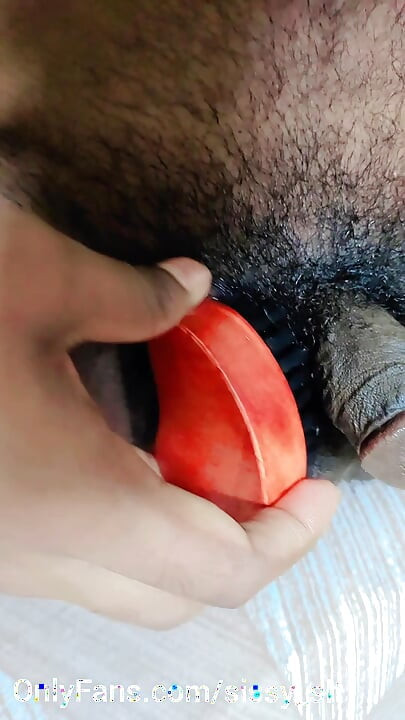 Sexy sissy male pissing in cage while night walking