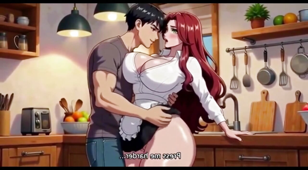 Stepmom teach stepson a special recipy in sexy style in kitchen