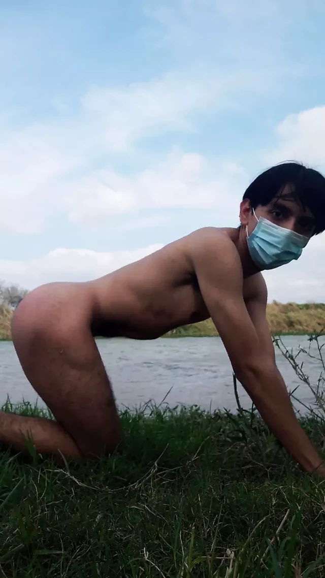 Gay Latino exposes himself in the river until he's discovered